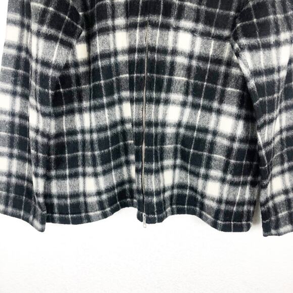 Maiden Noir Men’s Wool Alpaca Plaid Zip Jacket Large Black White Check Coat - Picture 8 of 13